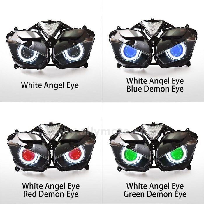 013 Headlight Kit Yamaha R25 2015 Hid Angel Halos Light Red Demon Eye-5